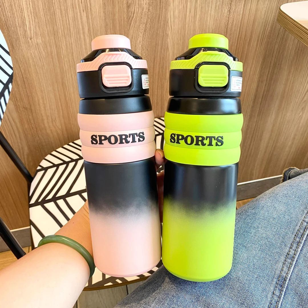 炫彩双饮保温杯女650ml可放书包两侧ins学生女生防摔316钢保温杯