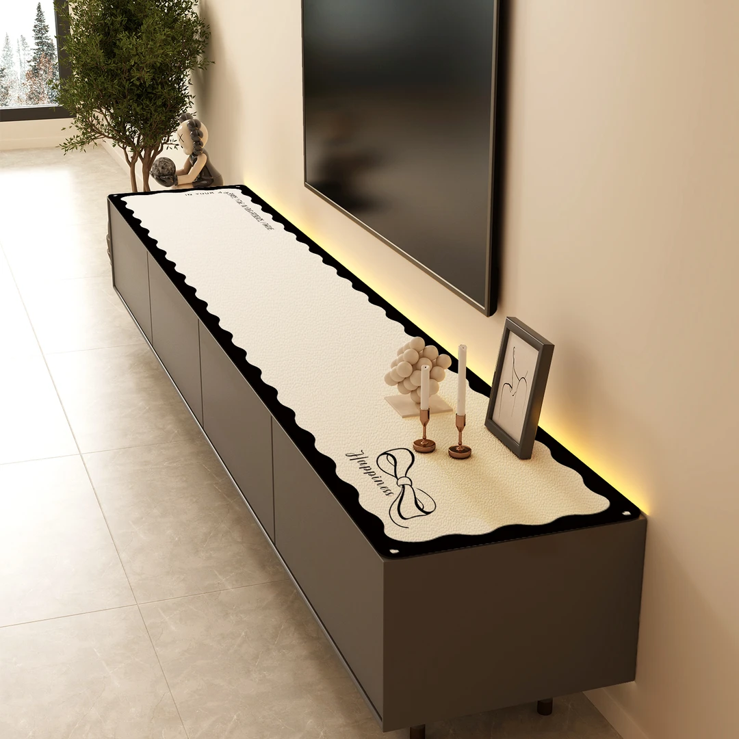 简约电视柜桌垫轻奢高级感防水防尘免洗餐边柜盖布鞋柜桌面保护垫