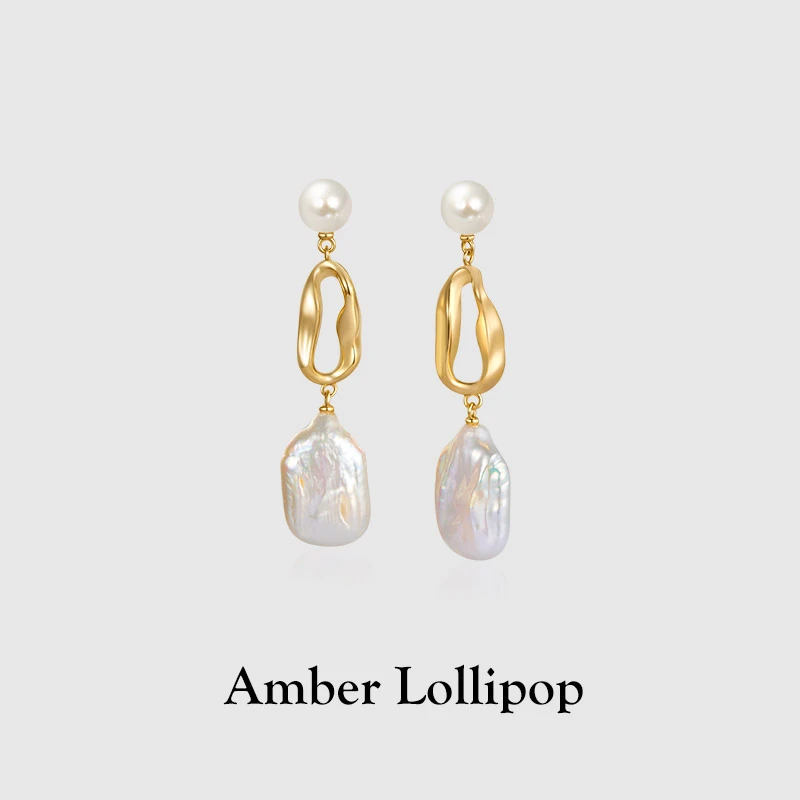 925银耳饰 AmberLollipop巴洛克方糖ins耳环女气质轻奢优雅长款