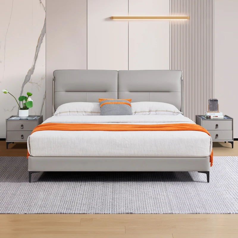 929#【清仓】意式榫卯橡胶木大气床现代简约主卧双人大床储物实木