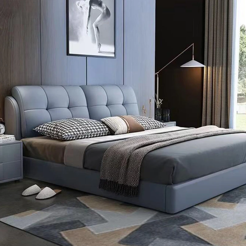 G2#齐边款简约轻奢卧室床小户型软皮床卧室床架储物主卧室意式