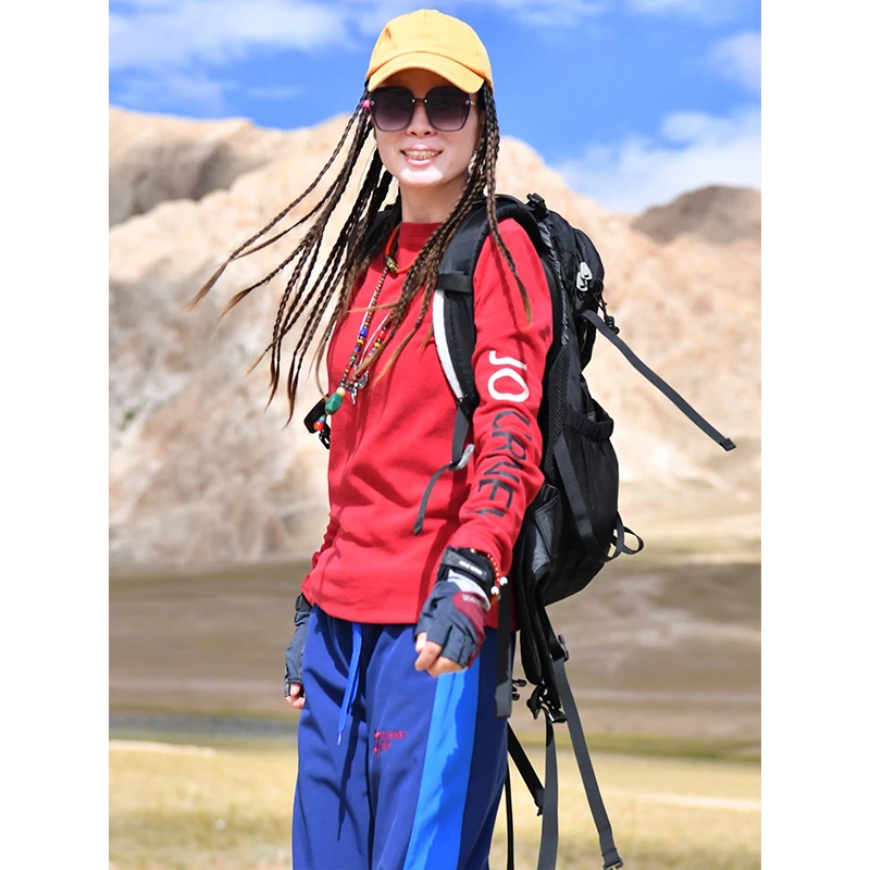 北京森林户外保暖搭子原创保暖摇粒绒印花套头加绒打底抓绒厚棉T