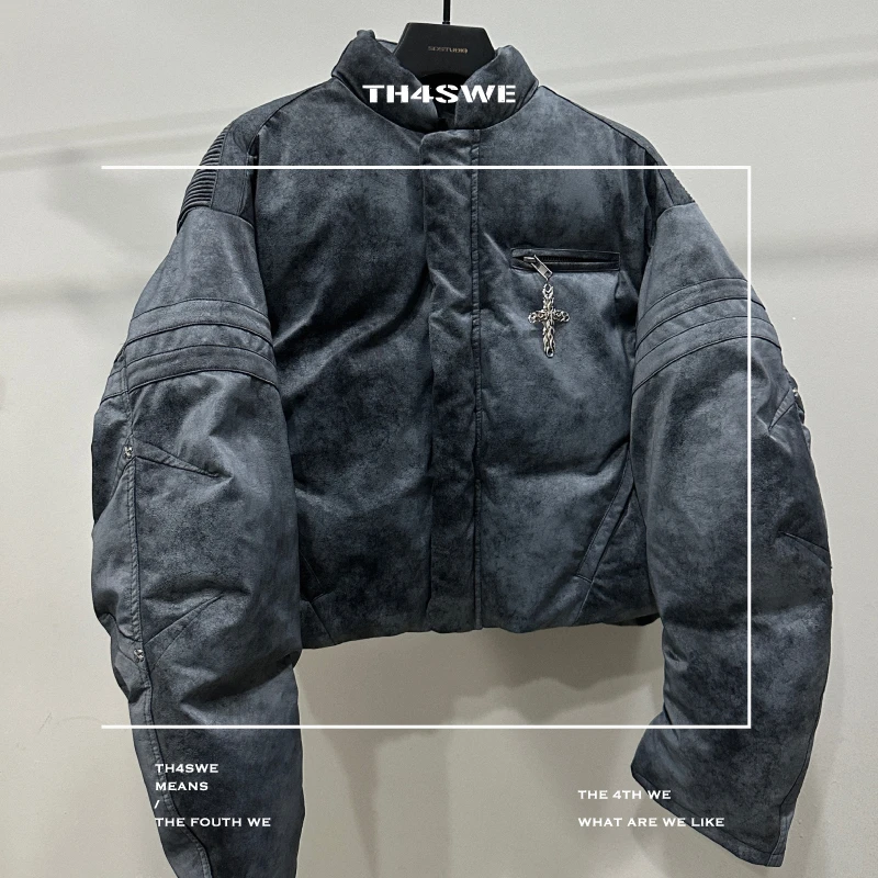 TH4SWE 霜冻PU棉夹克短款棉服棉衣重磅小众面包服外套男女款