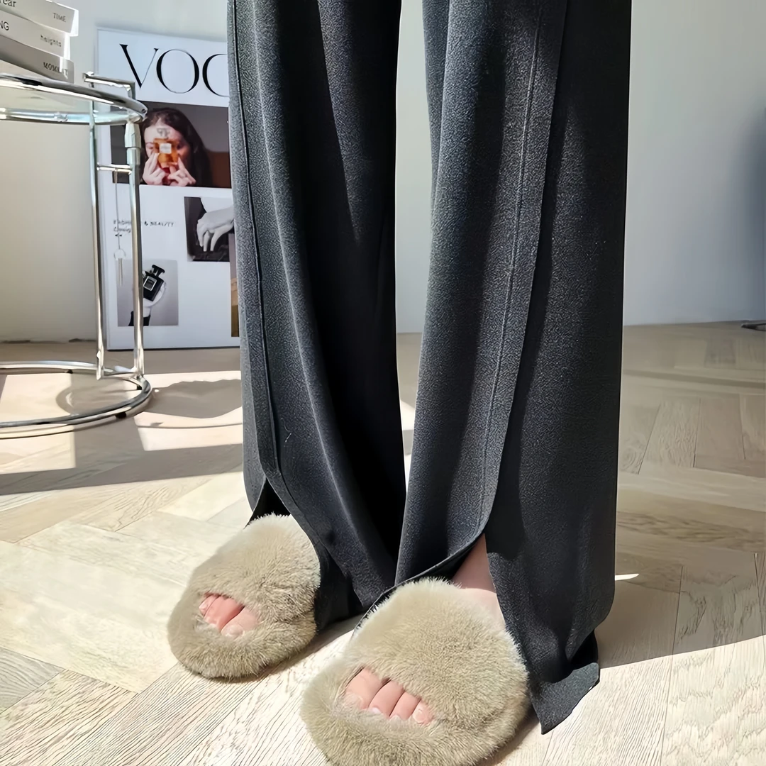 孕妇裤春秋款外穿加绒加厚冬季高个子开叉直筒拖地裤加绒裤秋冬装