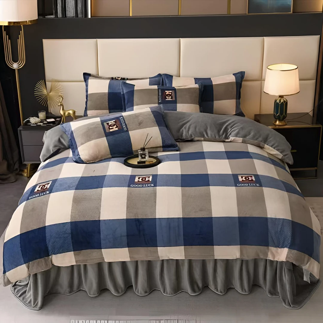 （福利格子款）牛奶绒被套单件加绒加厚保暖防静电秋冬季毛绒被罩