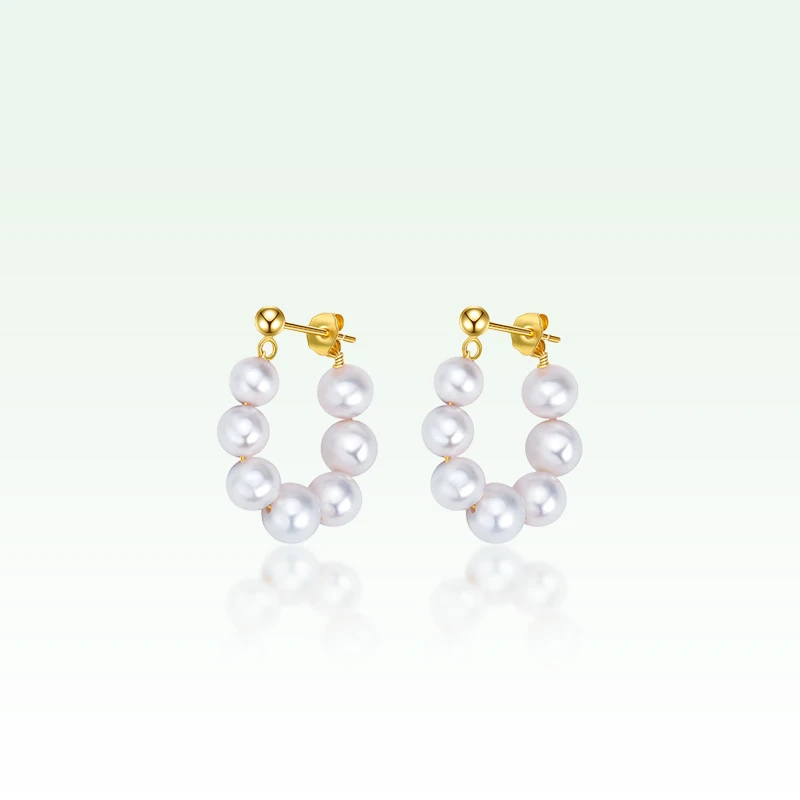 礼兰珠宝 S925银花间流萤耳环4-6mm