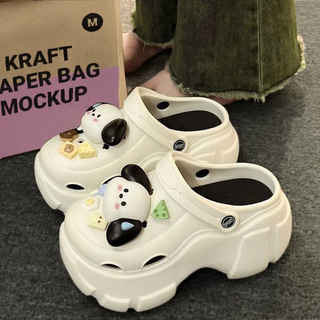 超厚底洞洞鞋女外穿ins潮夏季防滑加厚底网红增高沙滩凉拖鞋女