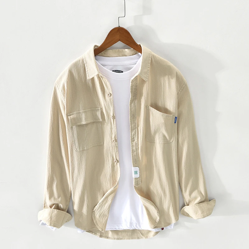 Z907春夏新款男士休闲棉长袖衬衫外套