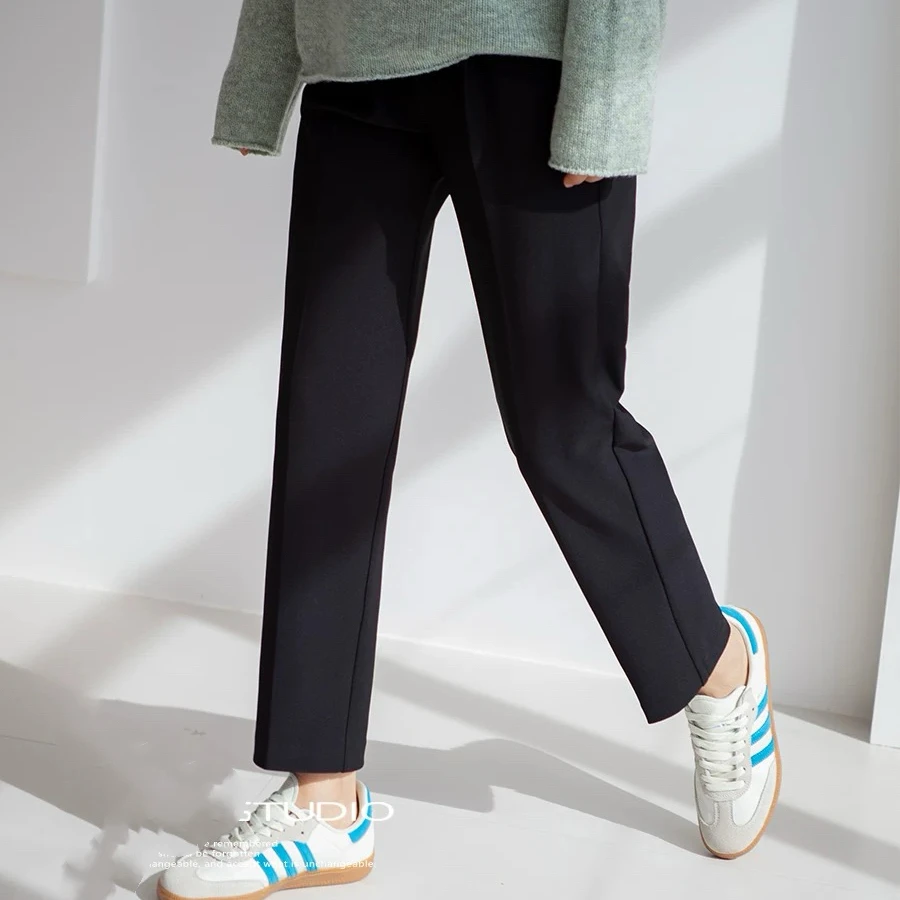 【显瘦增高万能小黑裤】哥D同款九分烟管直筒西装裤