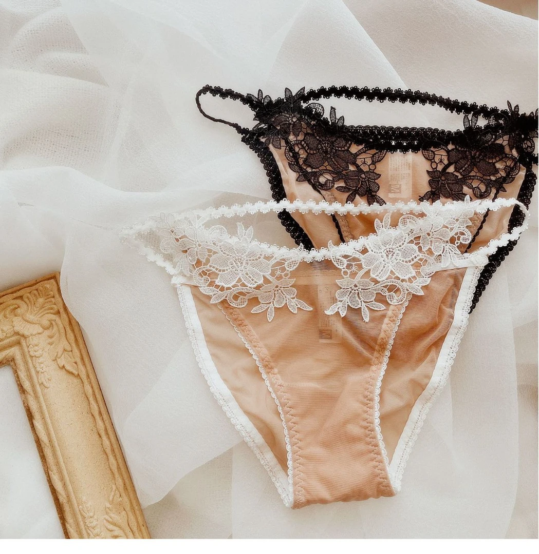 95-115斤纯欲性感镂空蕾丝边内裤女甜美透气网纱花边高颜值蝴蝶结