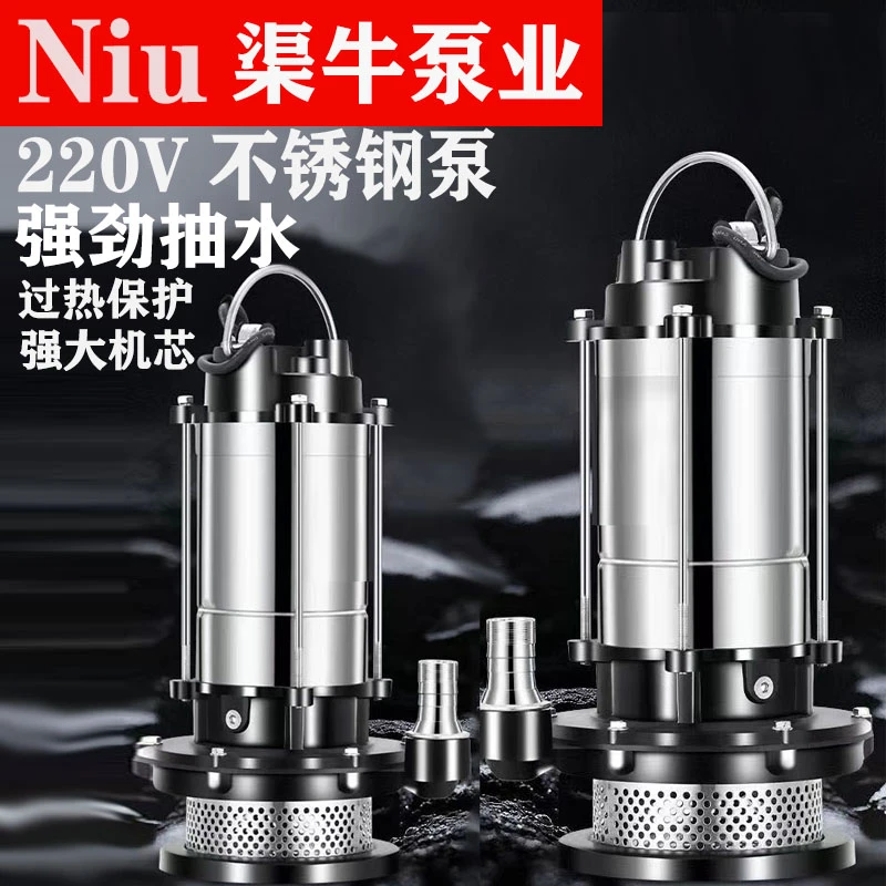家用电220V 不锈钢潜水泵清水泵抽水泵灌溉浇地抽河水井水高扬程