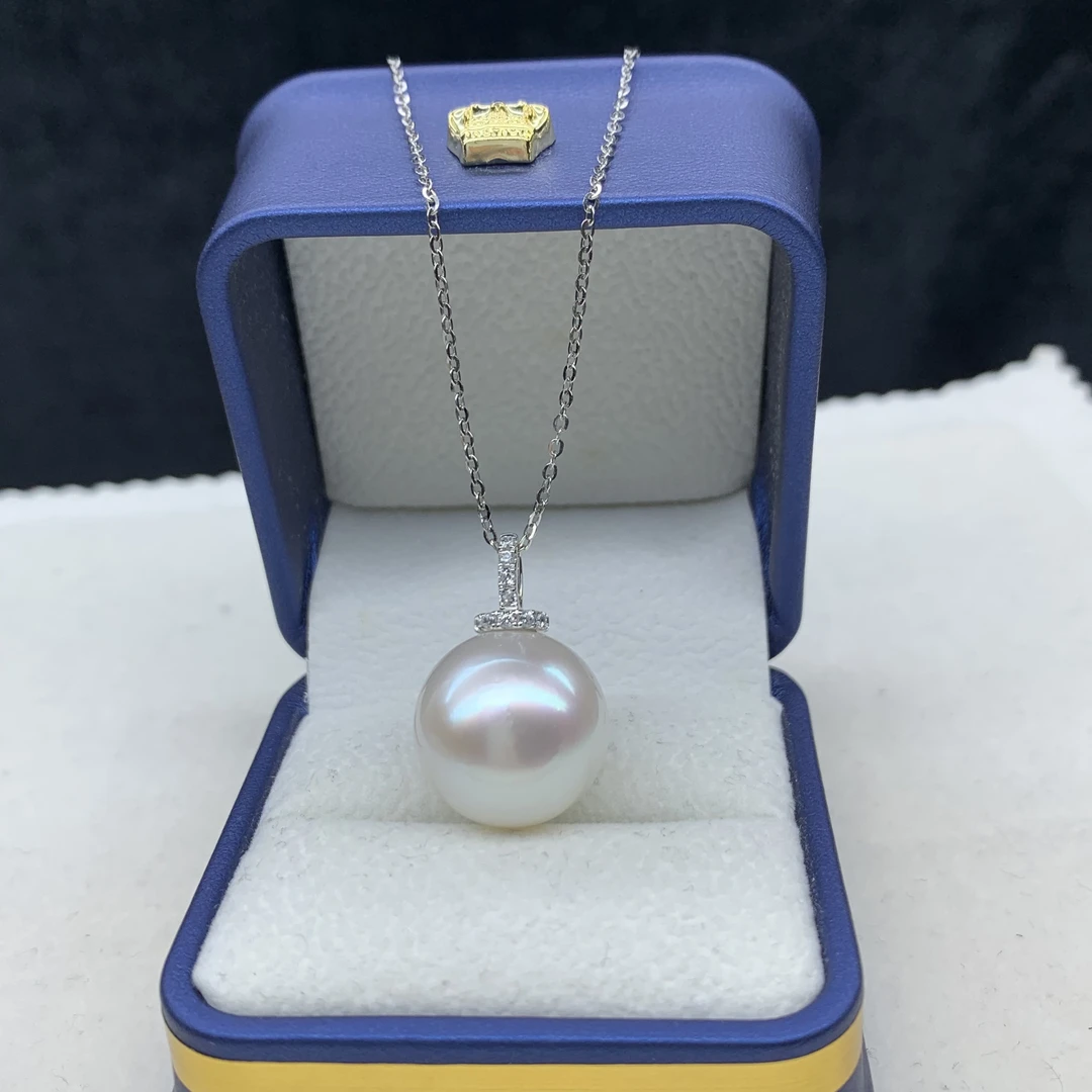 海水澳白珍珠吊坠16-17mm镶嵌18k金 性价比超高
