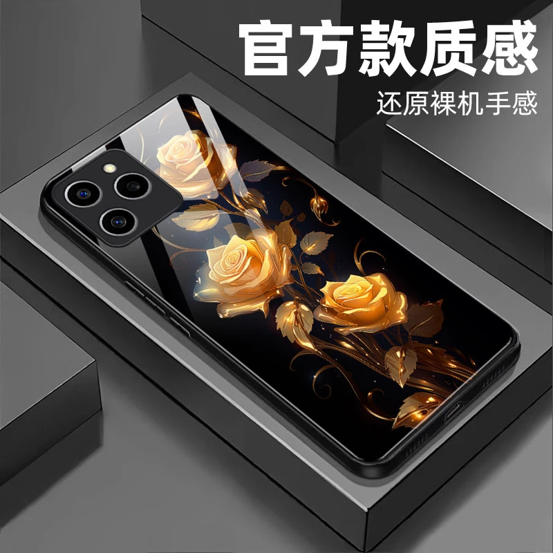 【荣耀60 SE】钢化玻璃手机壳 绚丽玫瑰抗磨耐摔全包