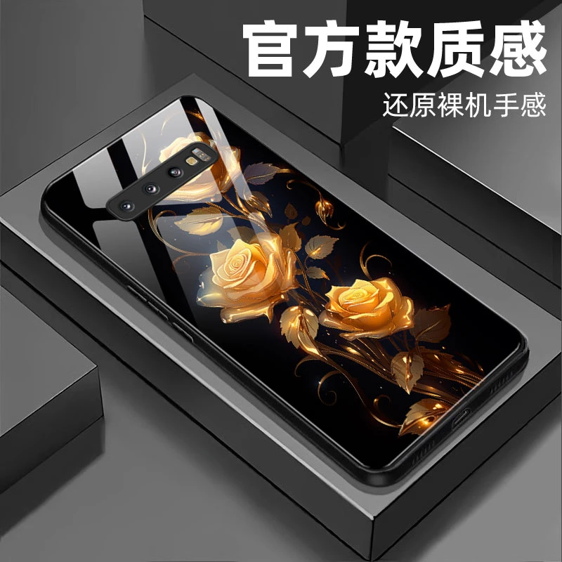 【三星S10-5G/S10+ 通用】钢化玻璃手机壳 绚丽玫瑰抗磨耐摔全包
