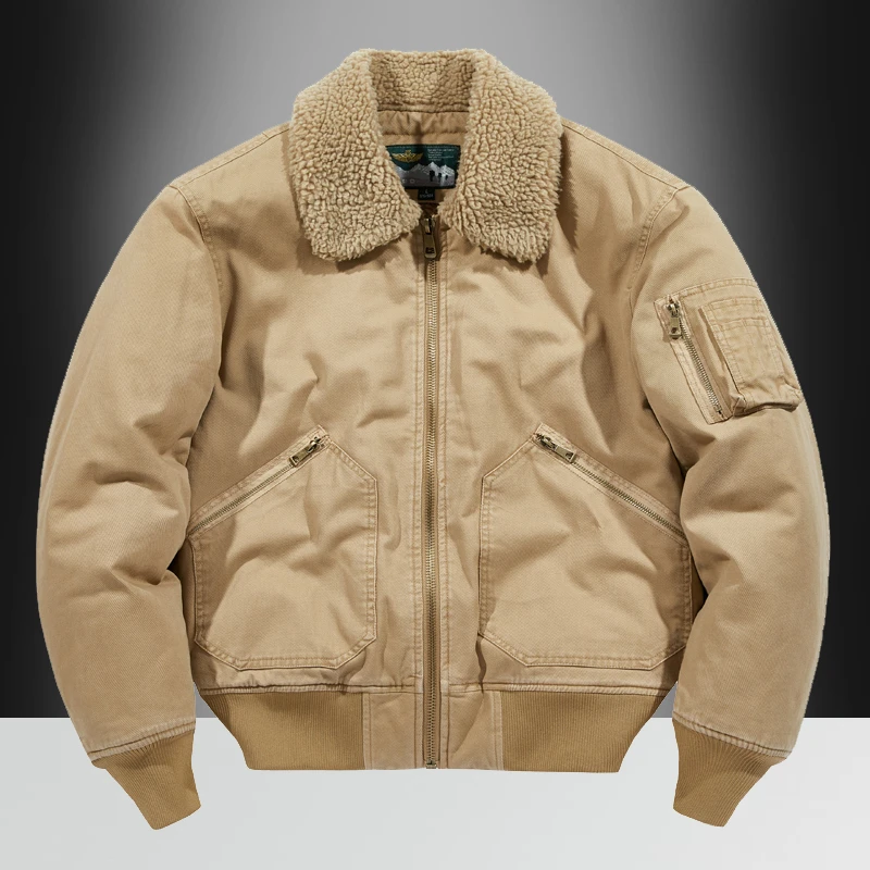 冬季新款加绒飞行棉服加厚保暖休闲棉衣纯棉宽松工装翻领男士外套