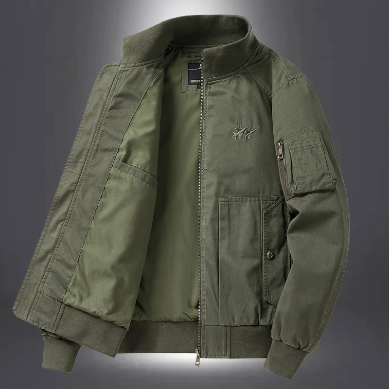 2024春季新款男士夹克外套宽松大码纯棉休闲男外套工装夹克外套男