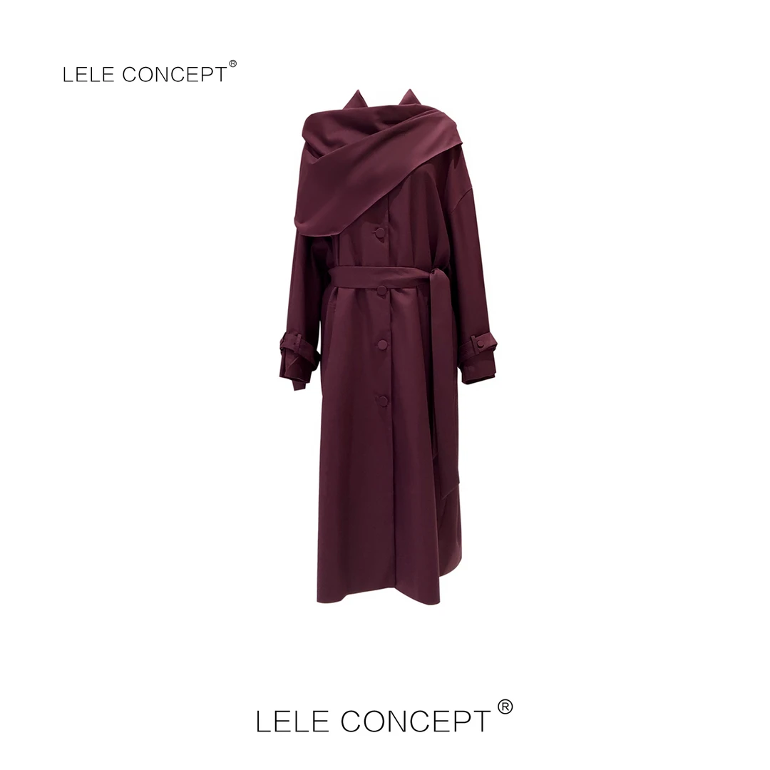 LELE CONCEPT｜【精选推荐】玫瑰云霞-时尚百搭围巾风衣Y0286