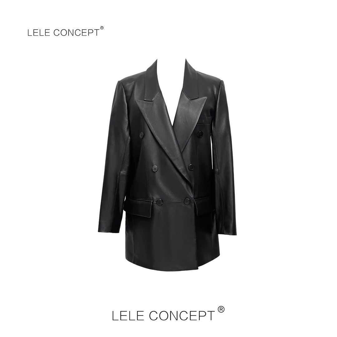 LELE CONCEPT丨时尚尖领六扣皮西服P0020