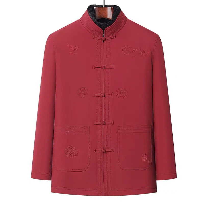中老年羽绒服男中国风唐装爸爸羽绒棉服外套爷爷老人衣服秋冬男装