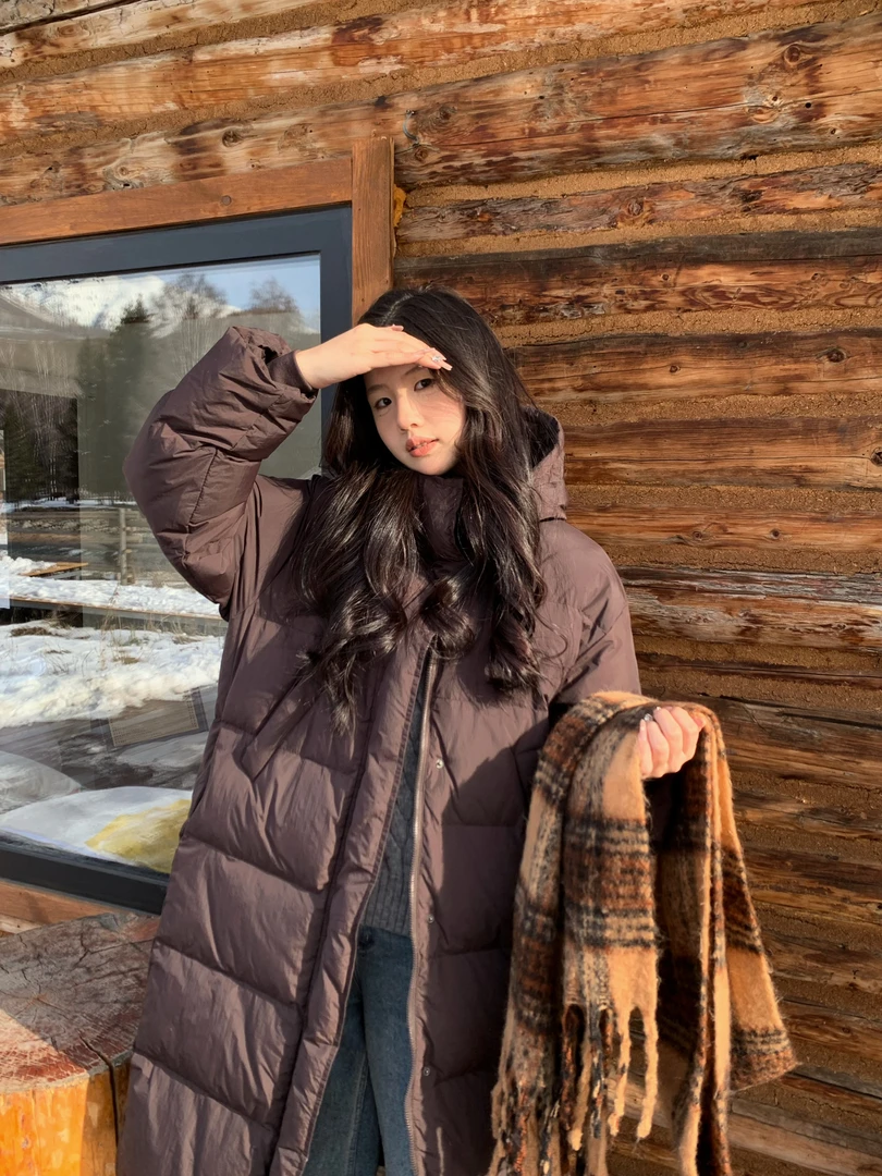 【生巧泡芙】保暖羽绒服冬季韩版极简小众加厚连帽长款外套女