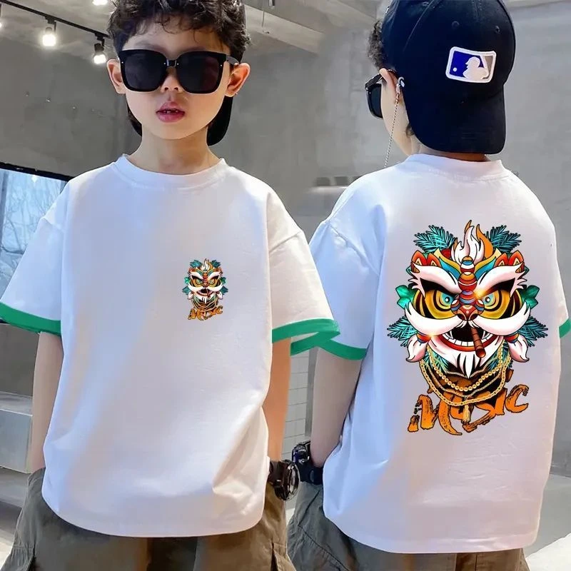 2024夏季中国风纯棉男童T恤短袖国潮中小大童宽松版夏装儿童半袖T