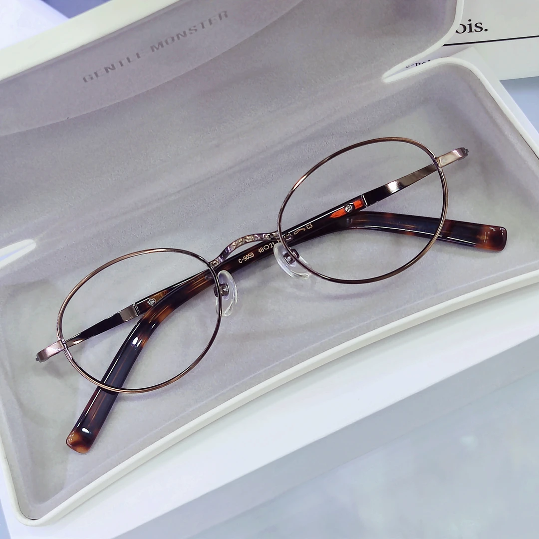 【男士小码48-21椭圆框纯钛日系】民国风文艺眼镜加长板材脚套