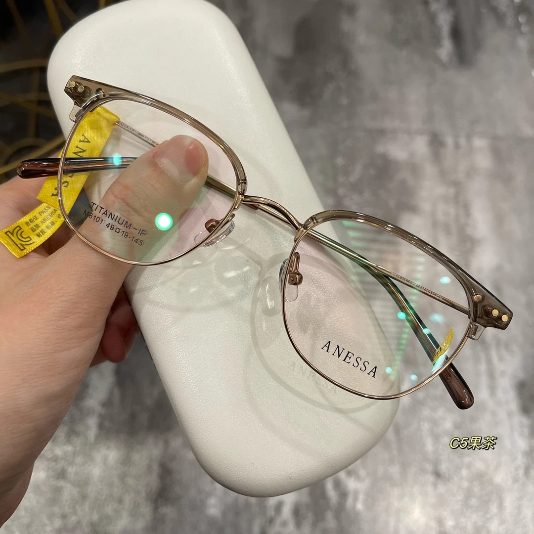 【女生小码细边框眉毛钛架49-19】半边框眼镜超轻时尚全框镜架