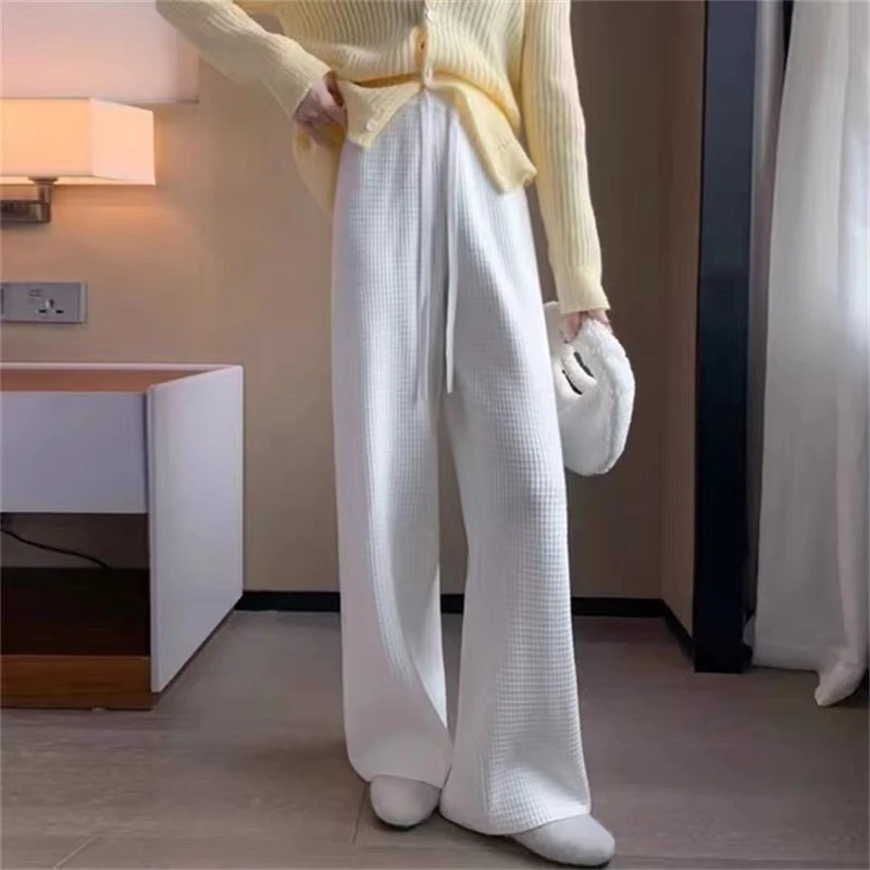 软糯仿水貂绒针织阔腿裤女秋冬加厚宽松垂感拖地高腰休闲长裤