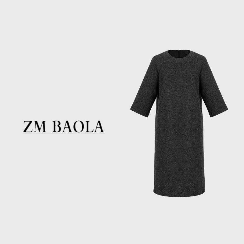 ZM BAOLA【炊烟1】气质时尚宽松圆领简约女装连衣裙BL3073-S2