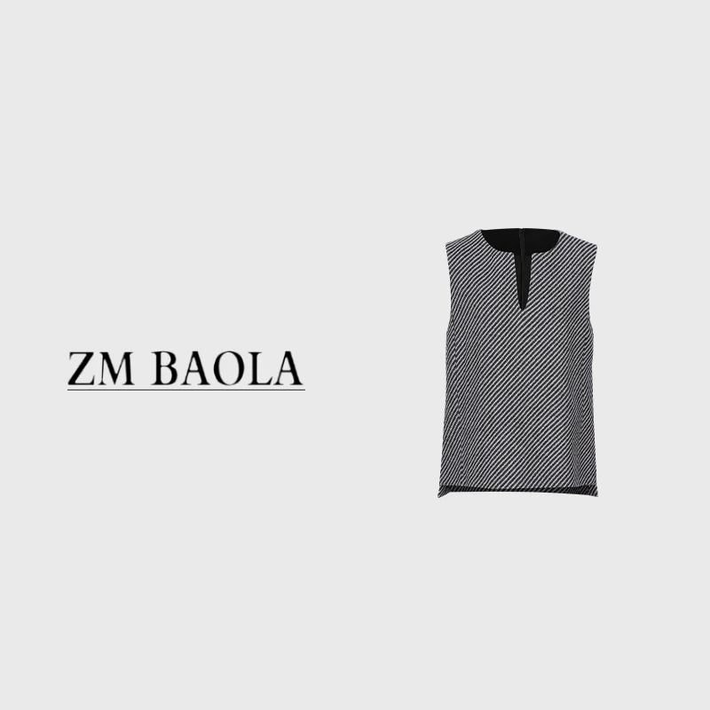 ZM BAOLA【羽扇-大言】春夏新品 绵羊毛 斜纹V领马甲BN8122-S4