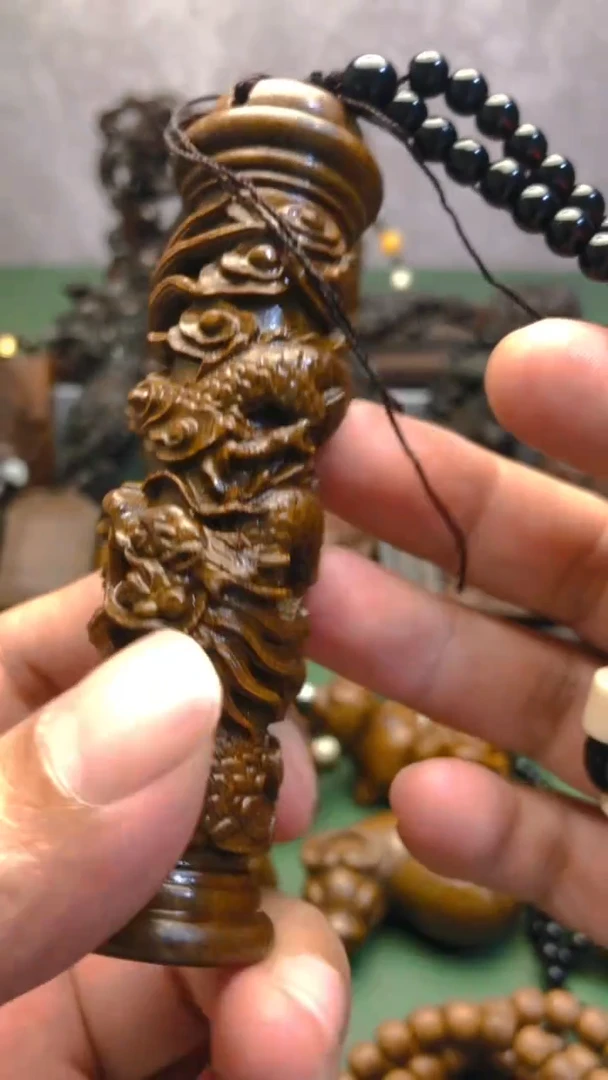 【闪购商品】贡木盘龙龙柱小摆件。。。。
