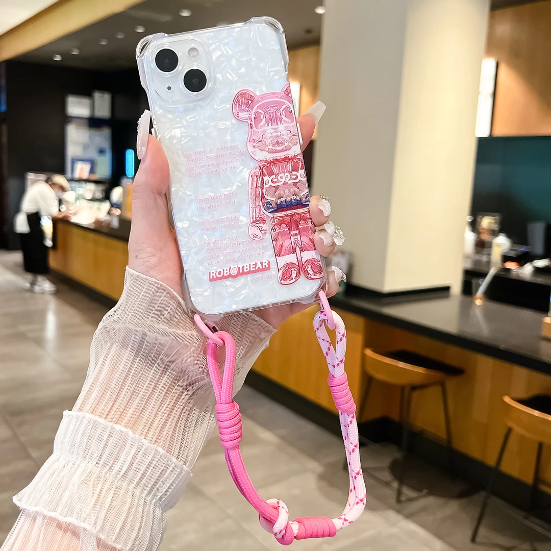【苹果】iPhone15/14promax手机壳防摔挂绳13斜挎12贝壳白暴力熊11