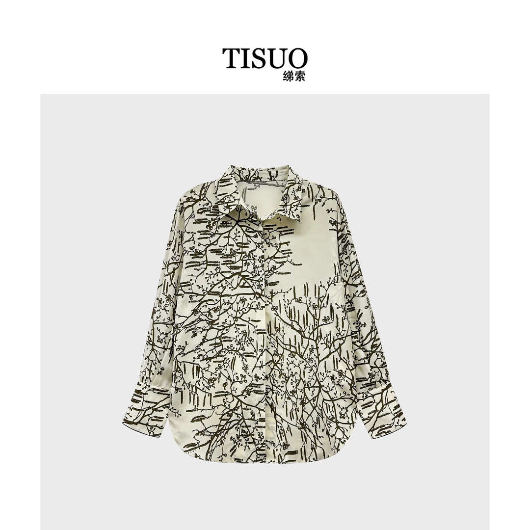 TISUO/绨索“东方禅意”真丝双绉印花衬衣  TS841812