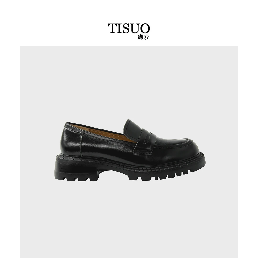 TISUO/绨索英伦风松糕厚底乐福鞋  TS520707