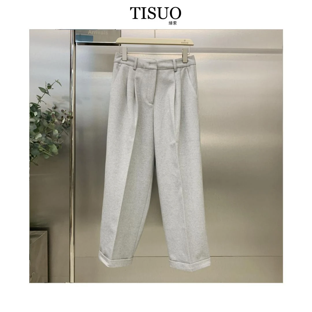 TISUO/绨索 翻脚边阔腿裤 TS212905