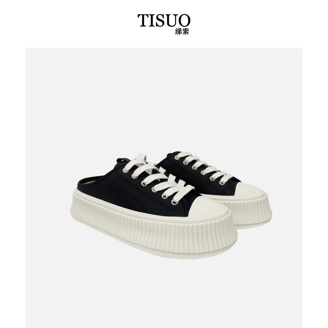 TISUO/绨索 厚底松糕包头半拖鞋 TS549010