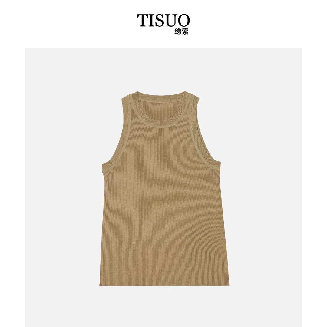TISUO/绨索 羊毛混纺法式时髦百搭基础款针织背心 TS308667