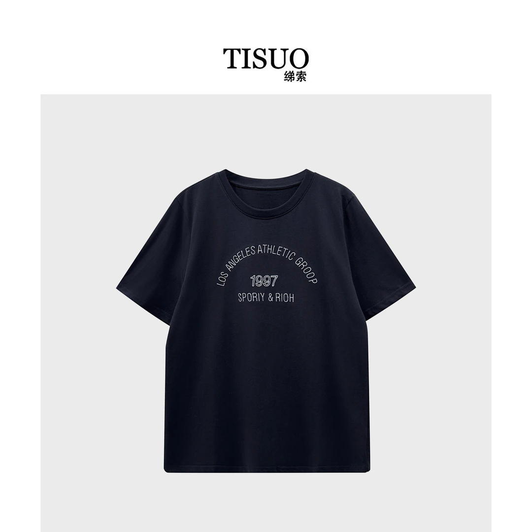 TISUO/绨索1997”复古运动风 重工立体刺绣圆领T TS843200