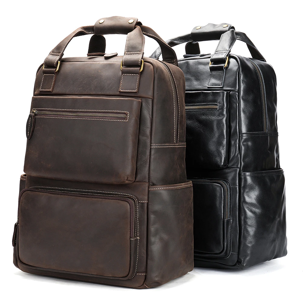 跨境真皮大容量双肩包男款旅行袋包头层牛皮正品男士大容量背包