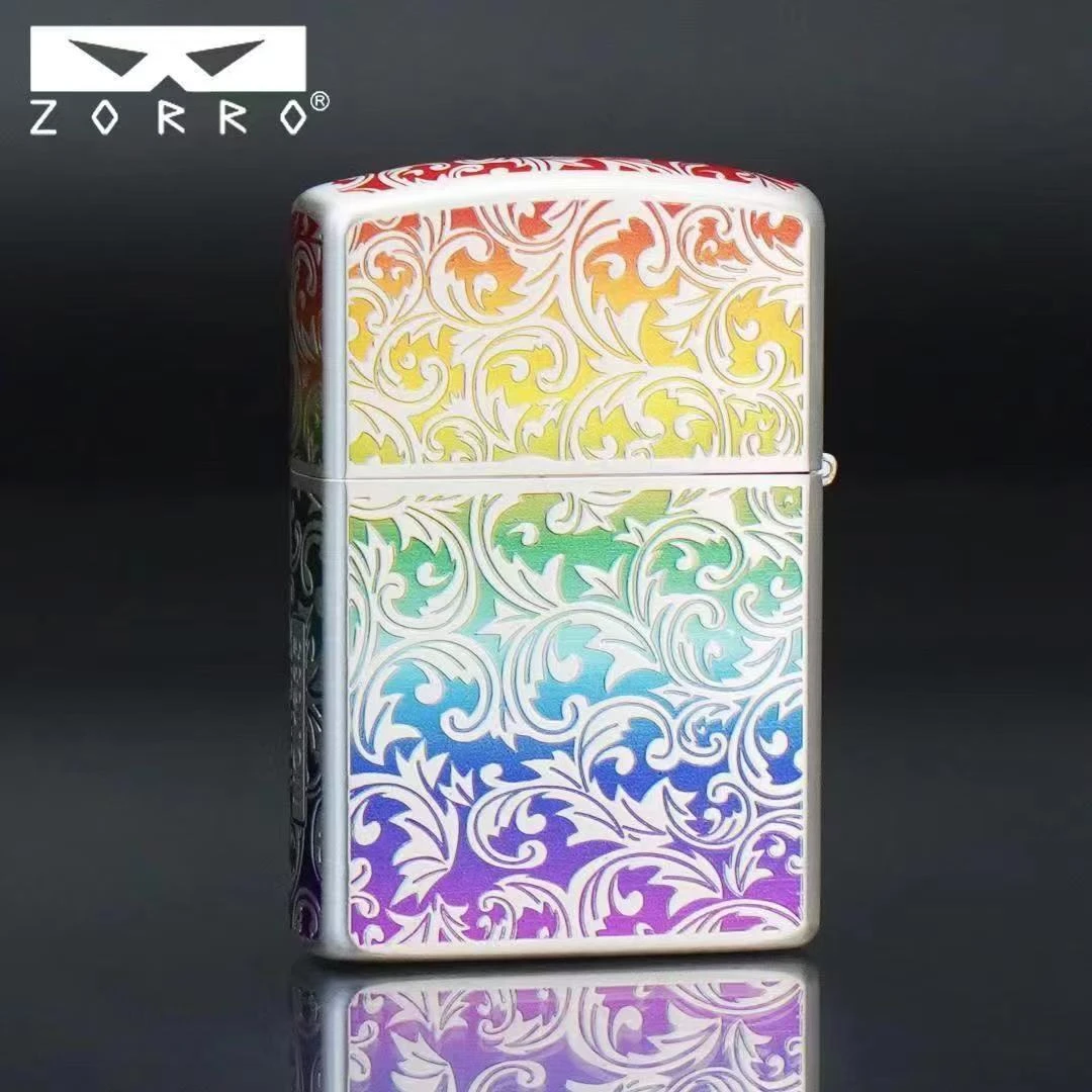 ZORRO佐罗二代包银彩虹唐草防风煤油打火机高颜值送男友礼物礼品