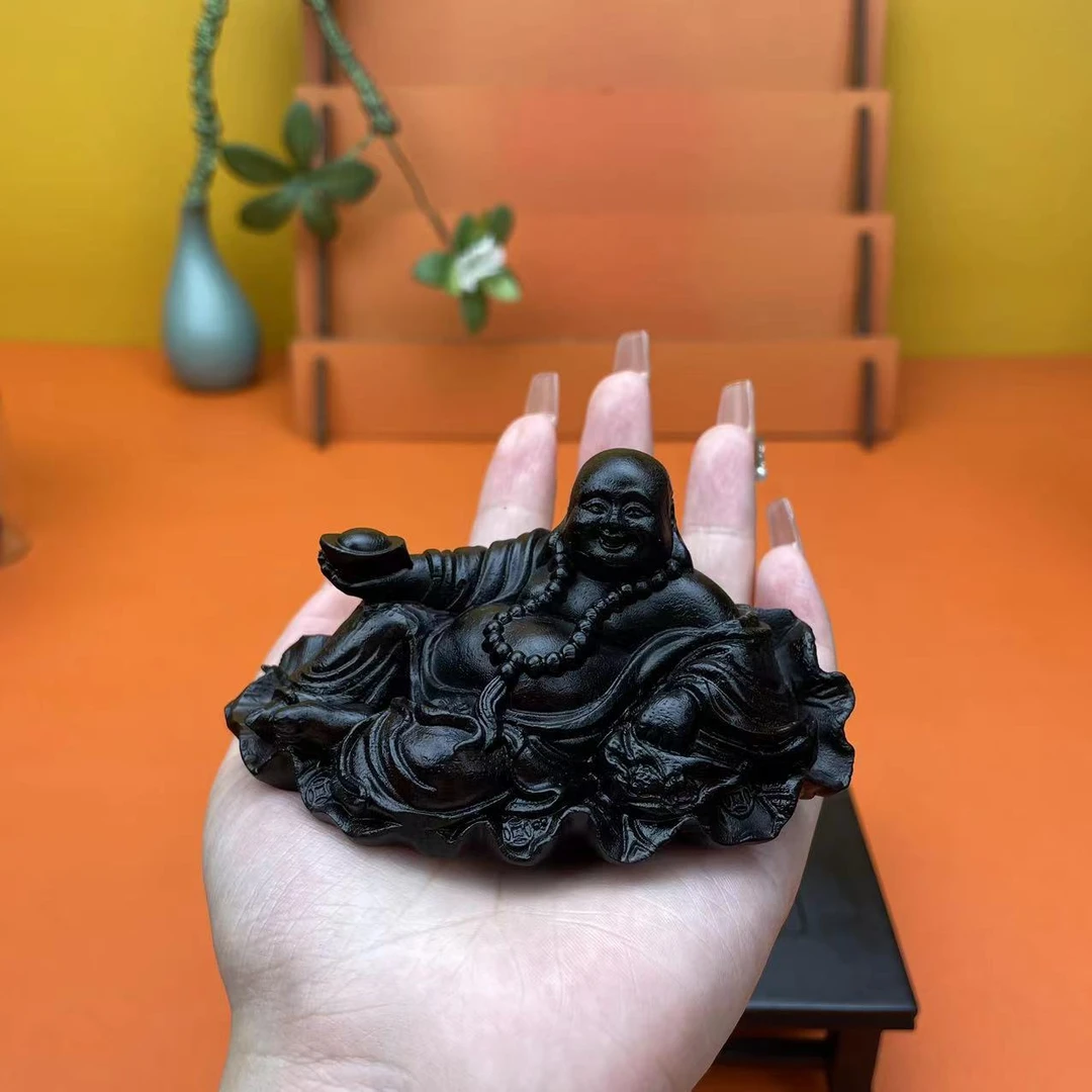 （弥勒佛摆件）巴布亚贡木天然复古原木雕刻文玩