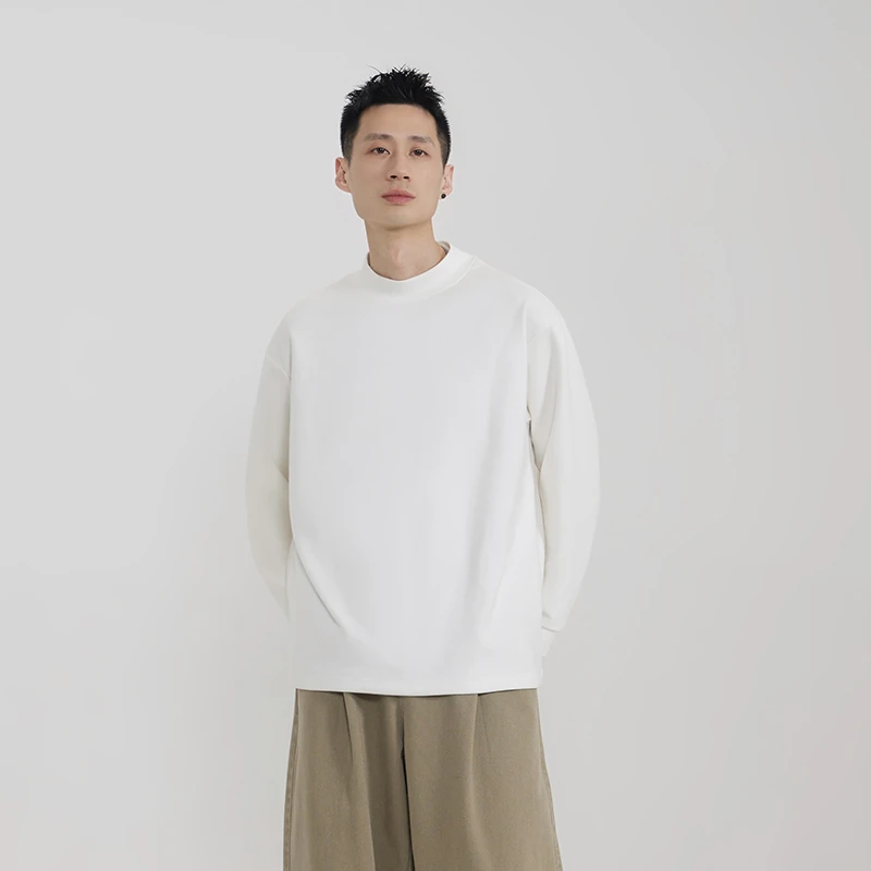 男女同款石墨烯内搭打底衫半高领德绒纯色套头宽松上衣长袖99005