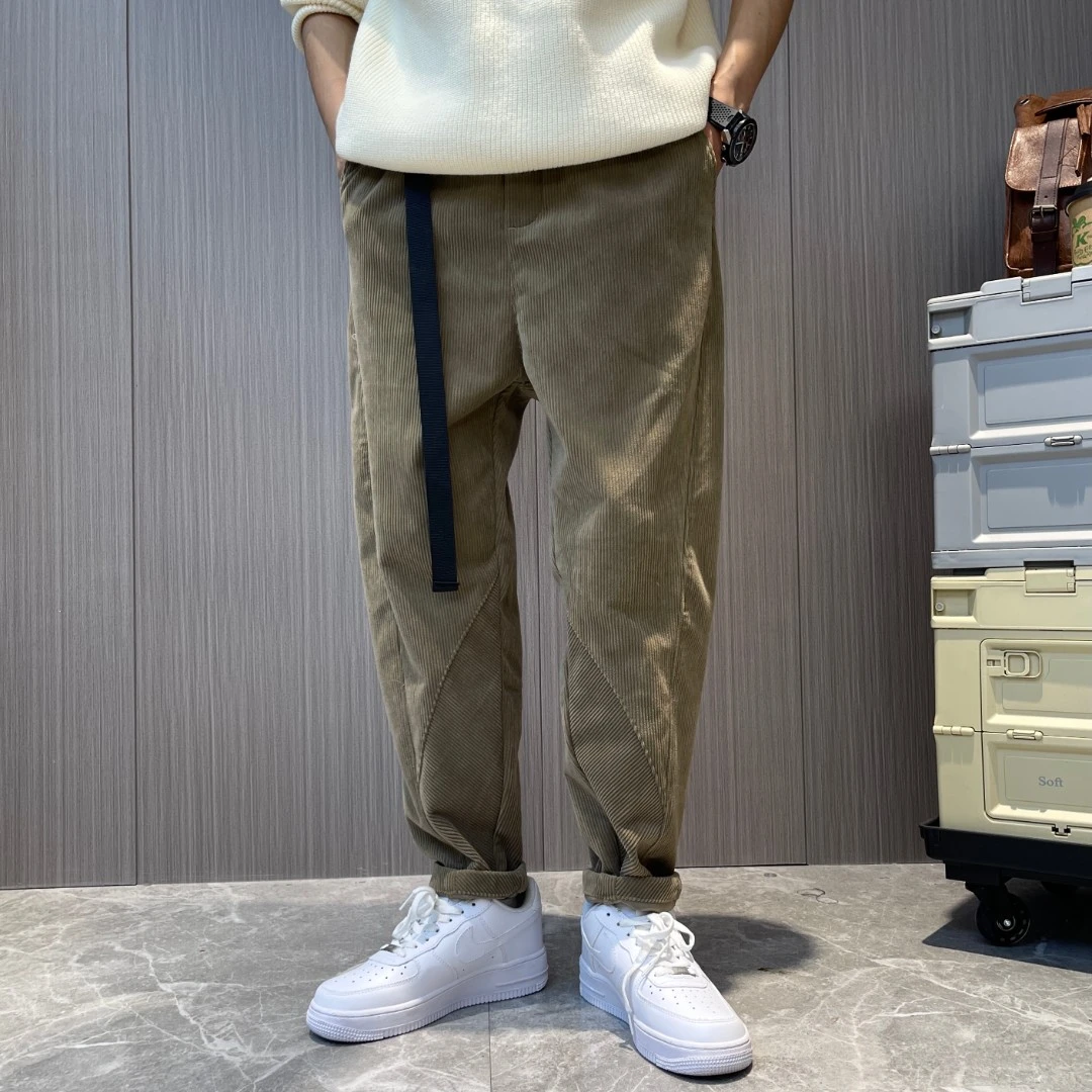【159】男秋冬裤子新品微宽松加厚直筒灯芯绒时尚简约百搭休闲裤