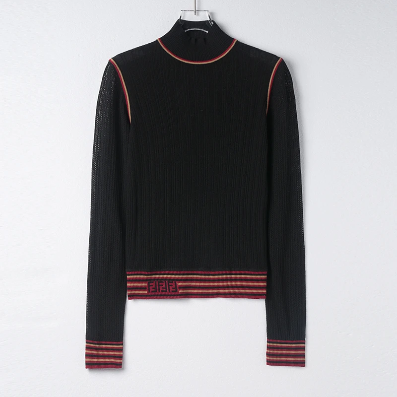 【源头工厂】秋季新款女纯色设计款修身打底毛衣时尚百搭6113