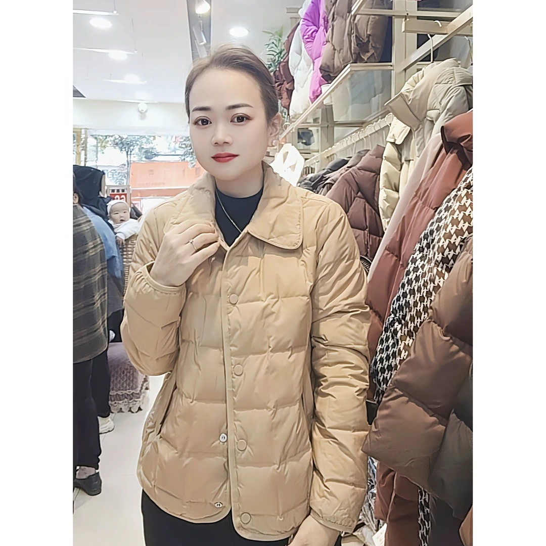 冬季短款百搭翻领长袖轻薄纯色女士羽绒服DLGZ3308