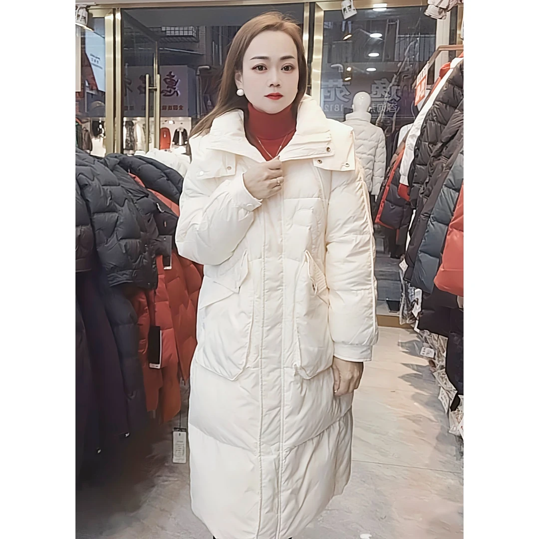 冬季保暖时尚中长款连帽羽绒服C2001