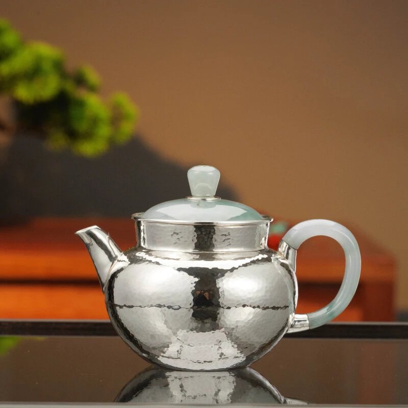 古悦悦翠系列 玉润而泽 纯手工锤纹 简约素面小容量泡茶壶约140CC