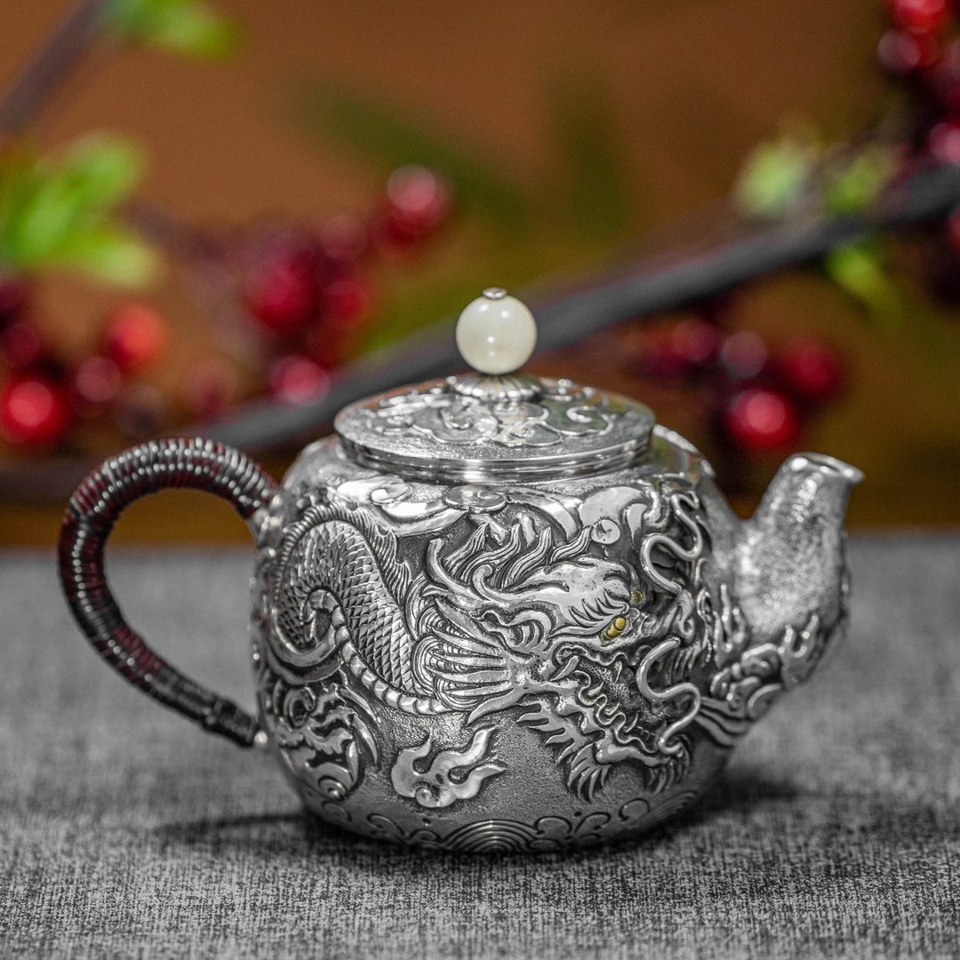 【古悦】名家张宝鑫纯手工龙纹高端复古泡茶壶家用大容量约330cc