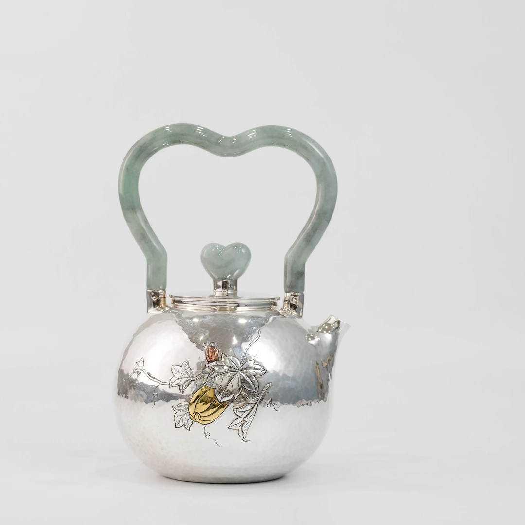 古悦 悦翠系列 金瓜纳福 纯手工錾刻 大容量古风实用烧水壶