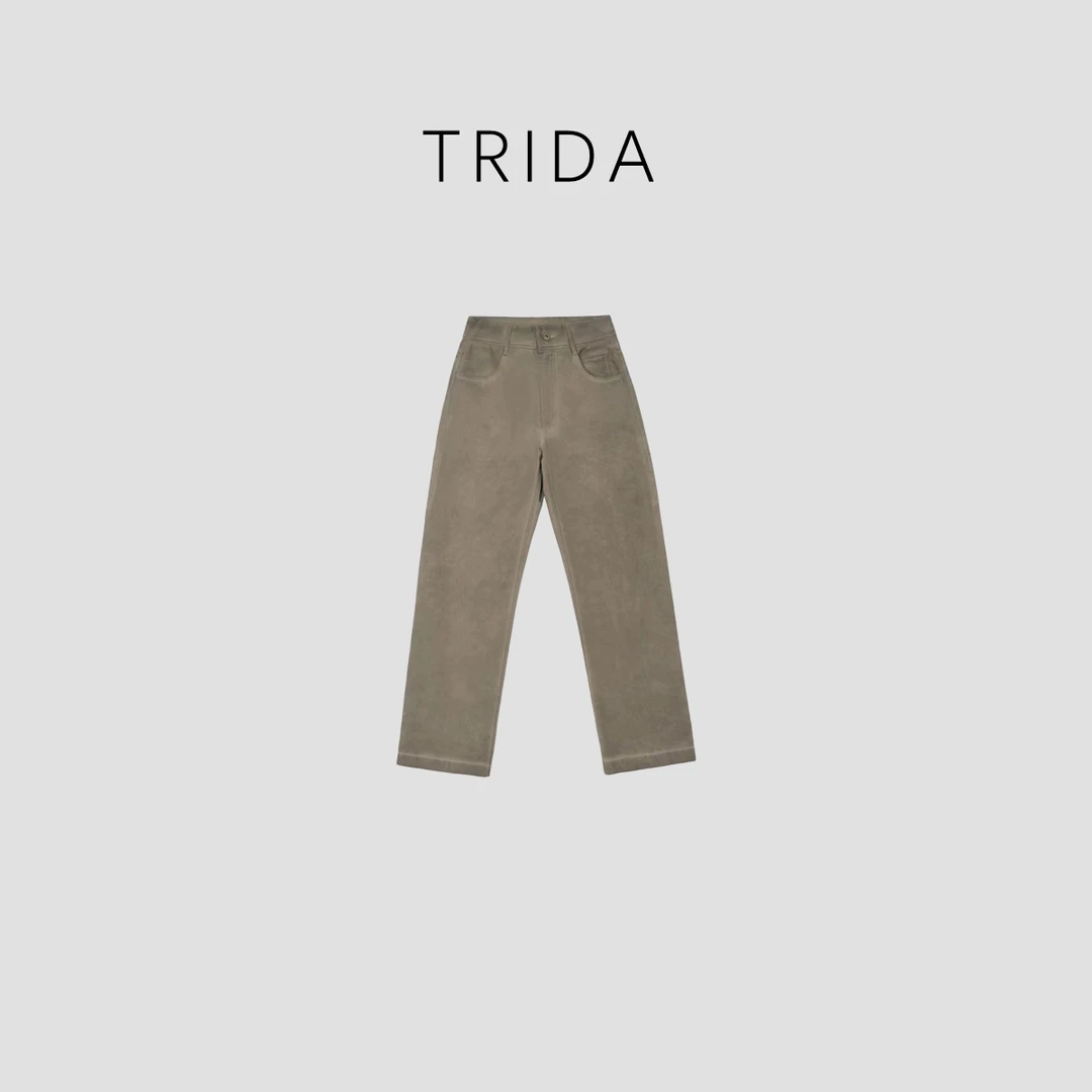 【九妹】炒色水直筒高腰口袋纽扣长裤休闲裤9702B